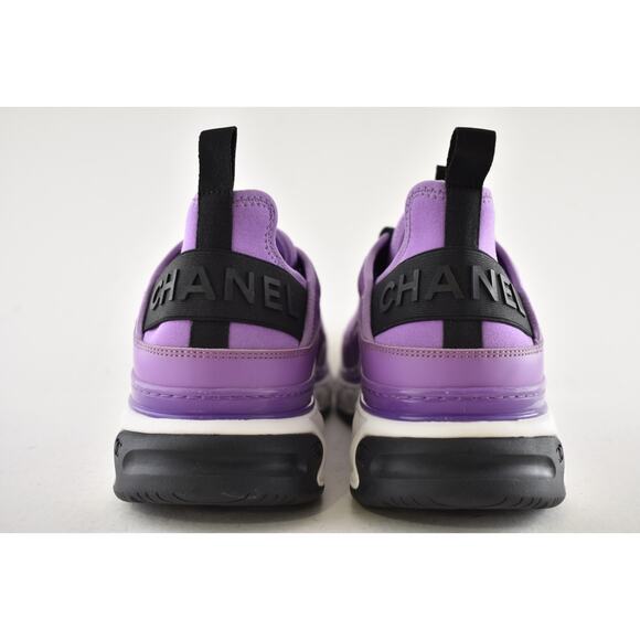 Chanel 20C Mens Purple Black White CC Logo Lace Up Low Top Trainer Sneaker 44 11 - Picture 11 of 13